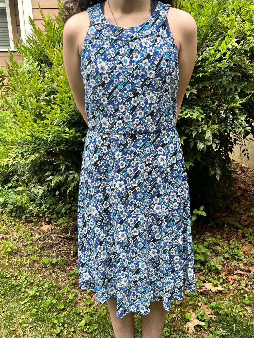 Tommy Hilfiger Blue and White Floral Midi Dress
